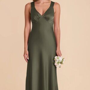 NWT Birdy Grey Veronica Olive Matte Satin Dress - Size Large